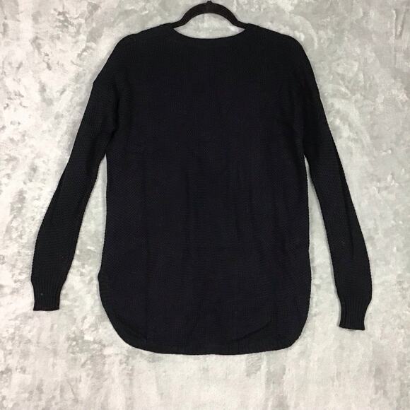 Madewell Women’s Black Waffle Knit Crew Neck Hi Low Sweater Long Sleeve XS - Picture 8 of 10